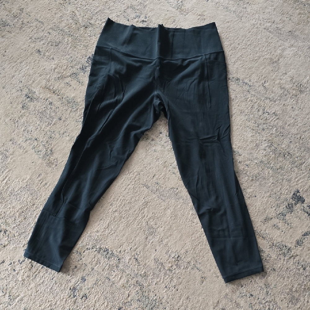 Athleta Womens Salutation Straight Tight Dark Green Leggings